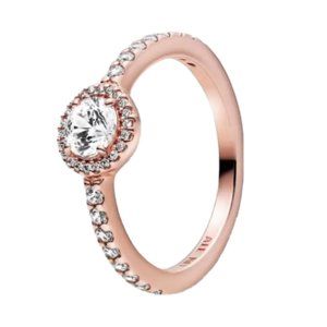 Pandora Rose Gold Plated Clear Sparkle Halo Ring 188861C01 56